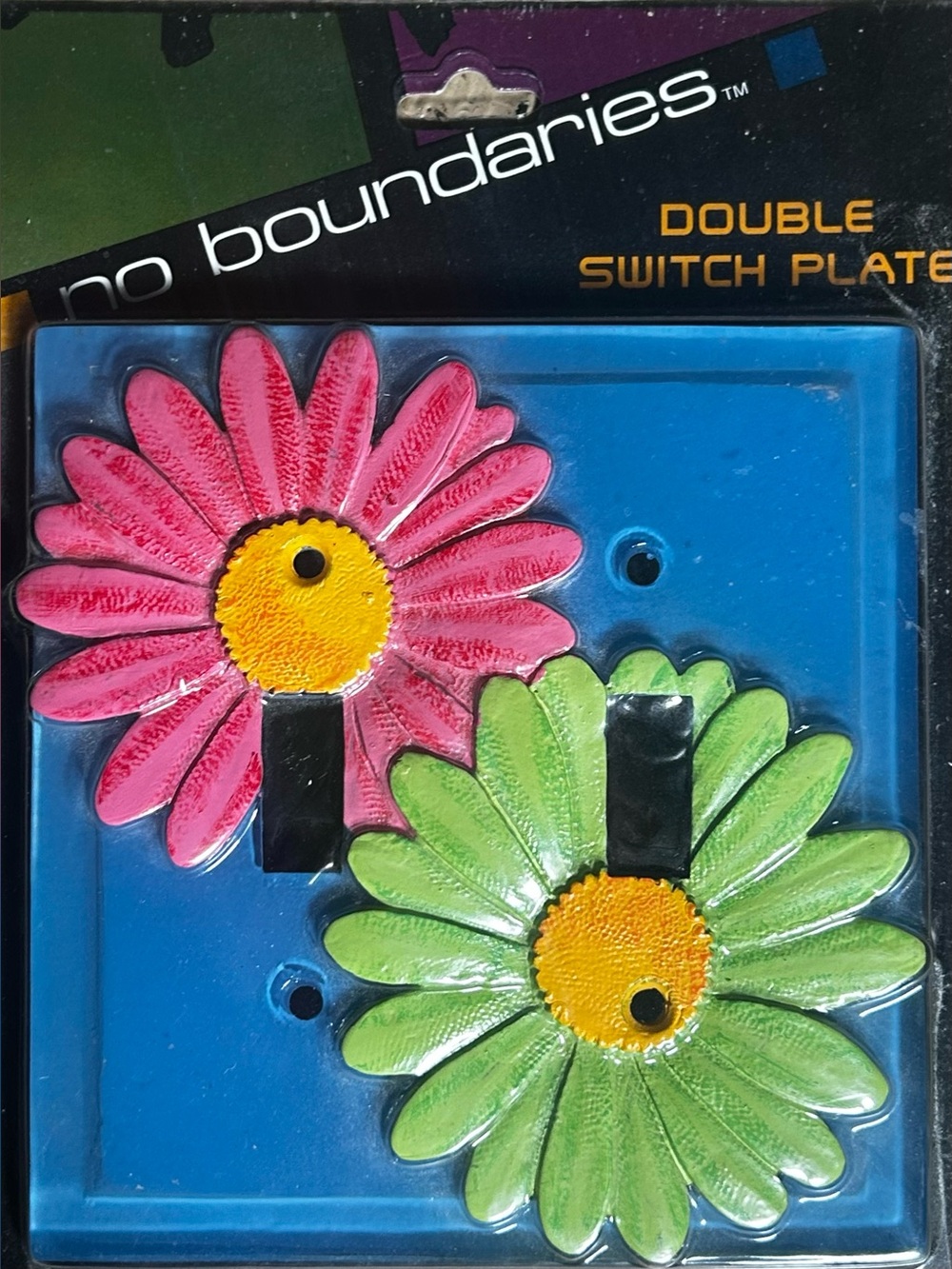 NIB Y2K Vibrant Double-toggle Light Switch Cover with Colorful Daisies